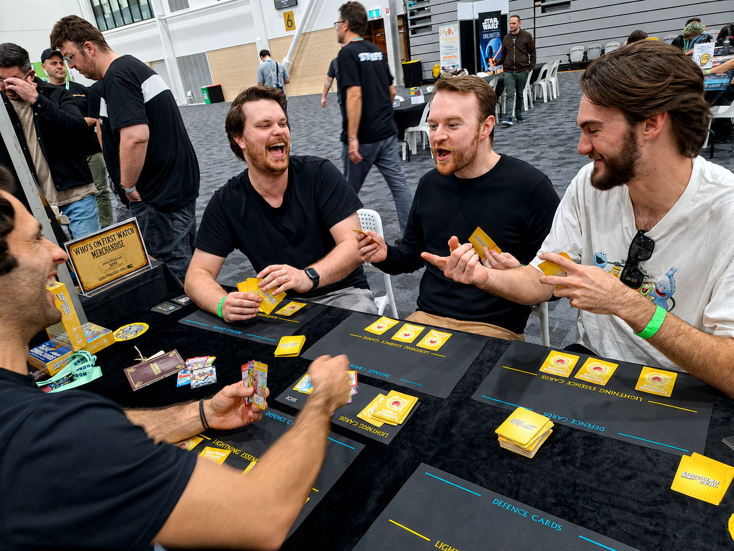 Players enjoying Shocking Deal at a game night
